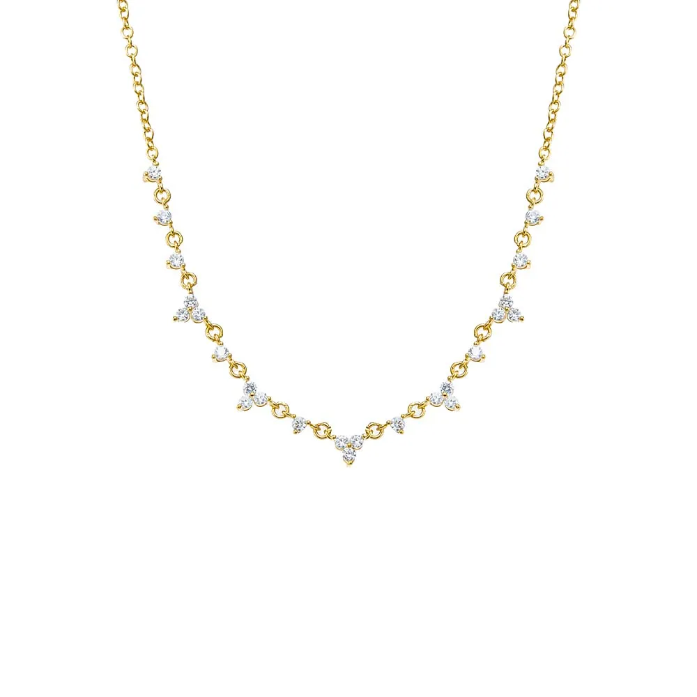 CZ Multi Trio Cluster Necklace