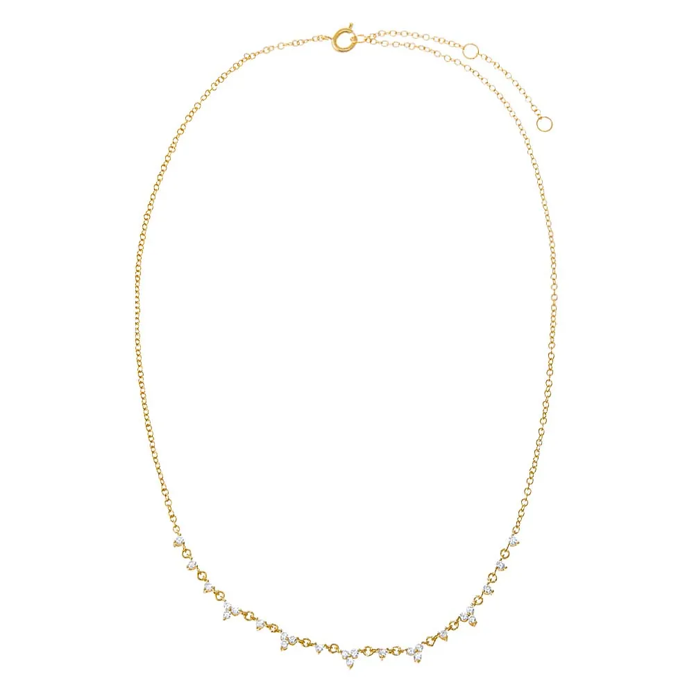 CZ Multi Trio Cluster Necklace