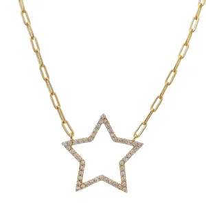CZ Open Star Link Necklace