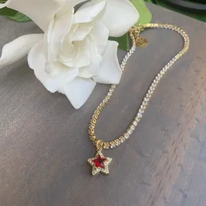 CZ Tennis Necklace with a Sparkling Star Pendant 310-34 | Erika Williner Designs