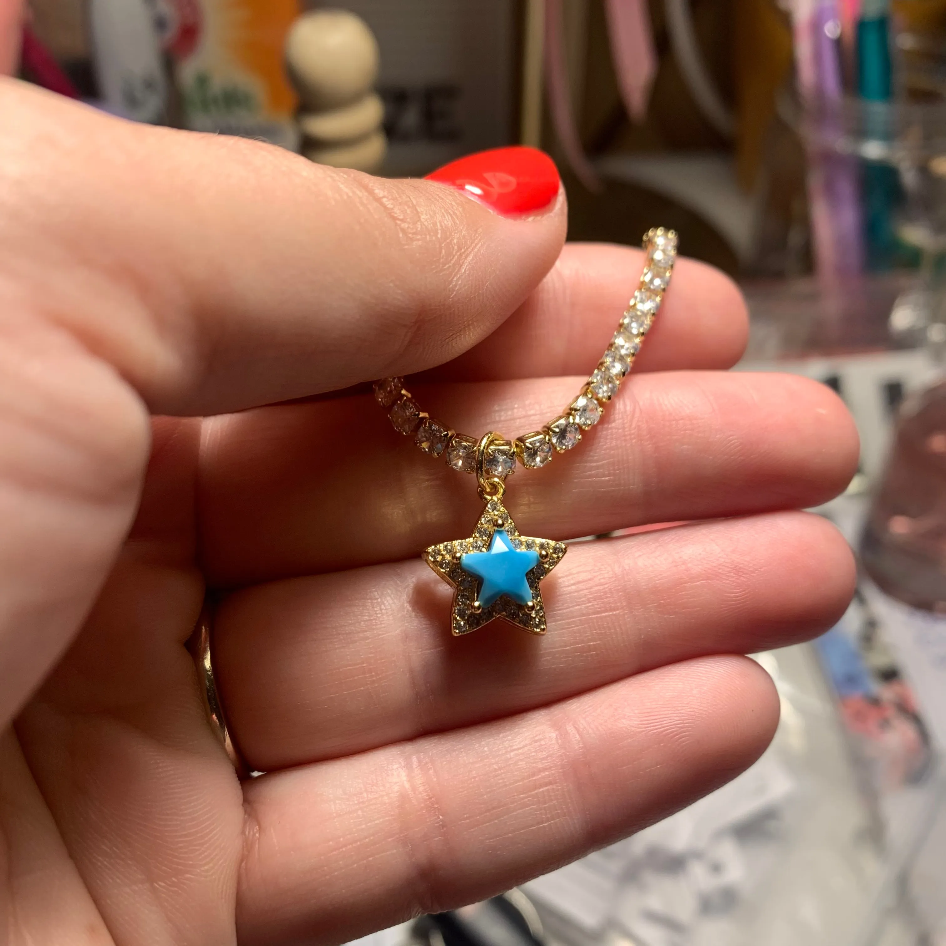 CZ Tennis Necklace with a Sparkling Star Pendant 310-34 | Erika Williner Designs