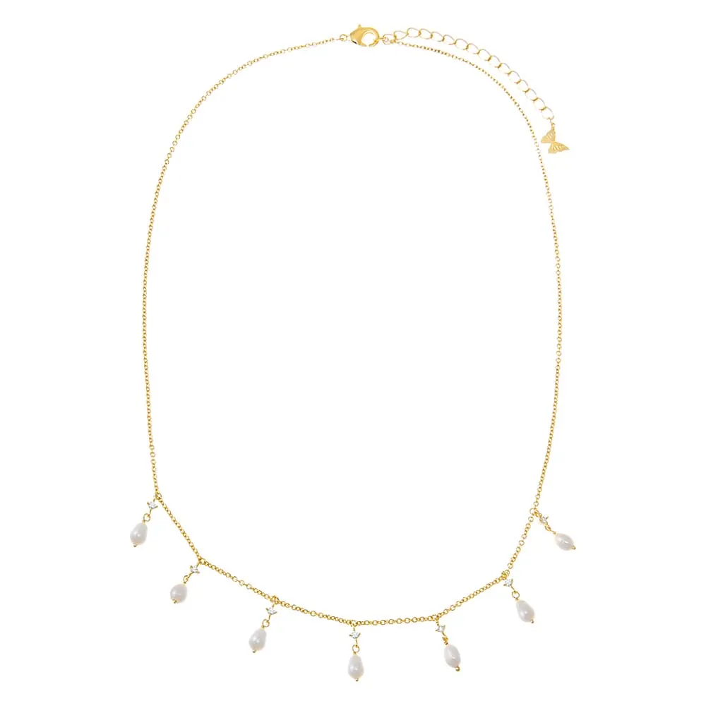 CZ X Pearl Shaker Necklace
