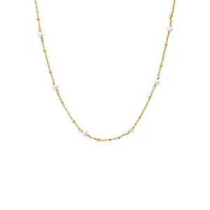 Dainty Pearl X Ball Chain Necklace