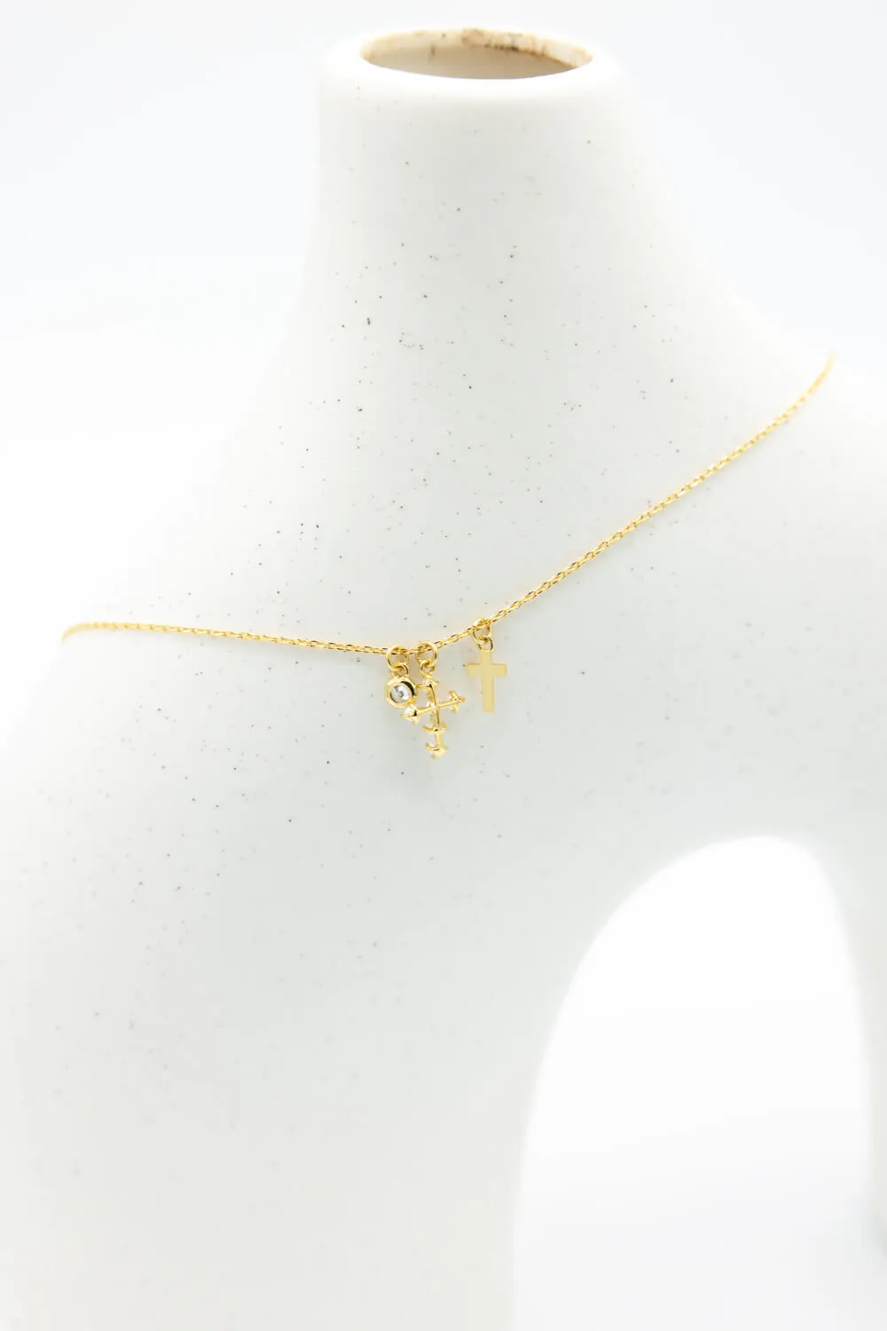 Dangle Cross Necklace in Gold | INE048GDCRM