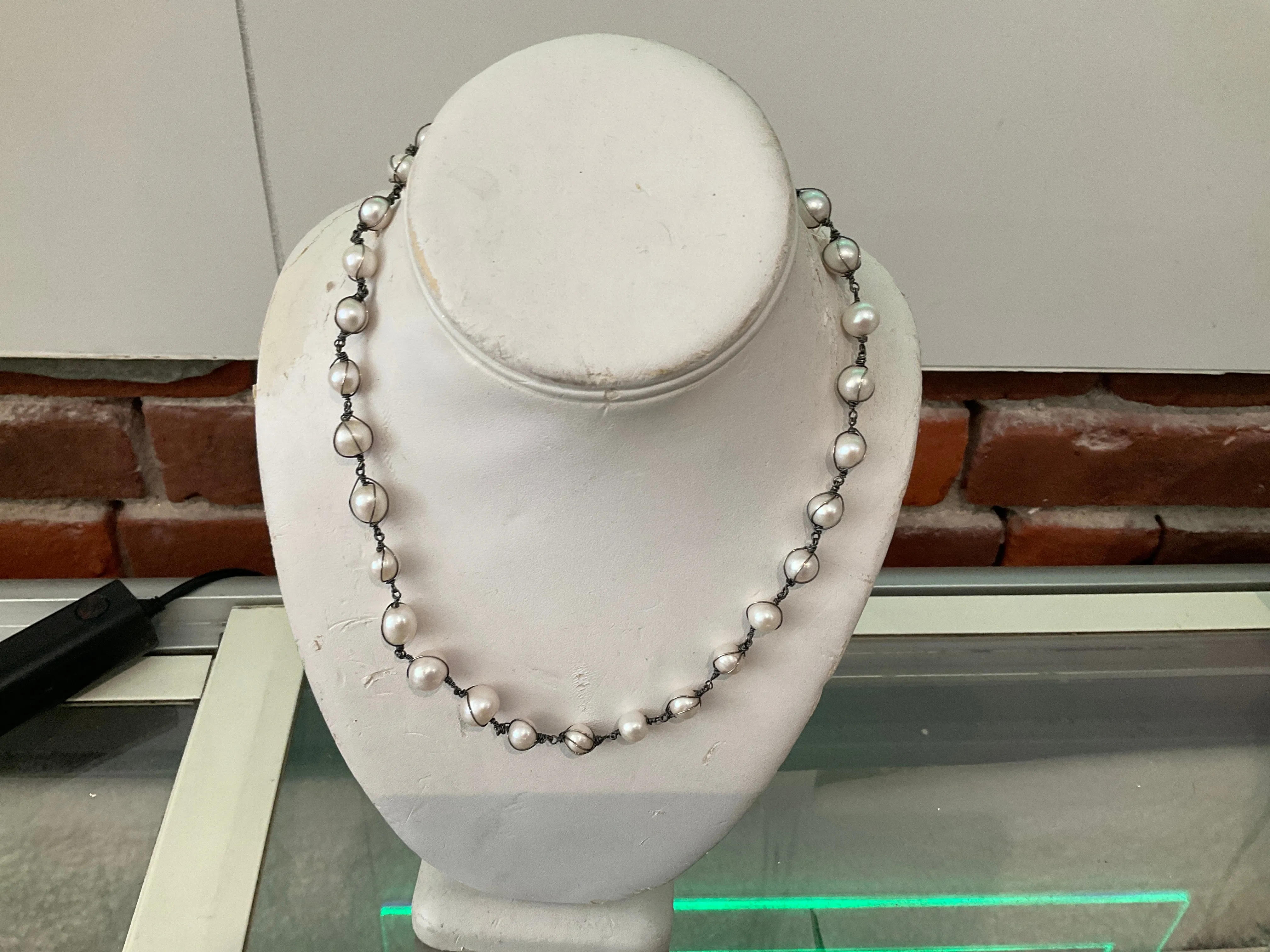 Dark and Sweet White Pearl Necklace