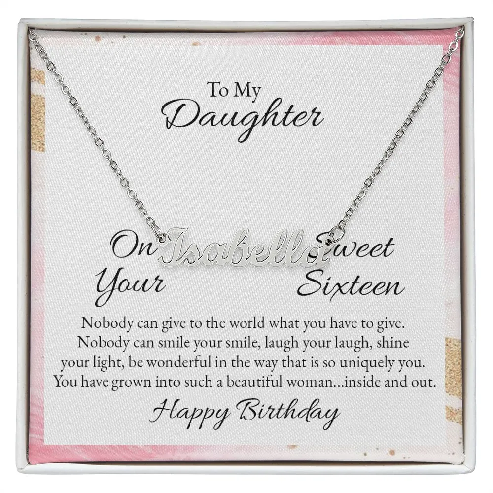 Daughter Birthday Name Necklace-Sweet Sixteen