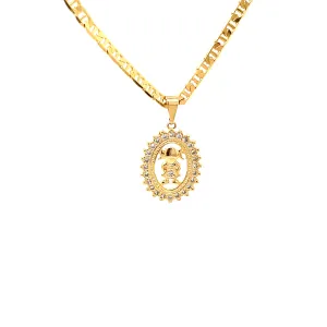 Daughter child girl Zirconia Stones for Mothers Day and 14k Gold Filled Mariner link chain Necklace