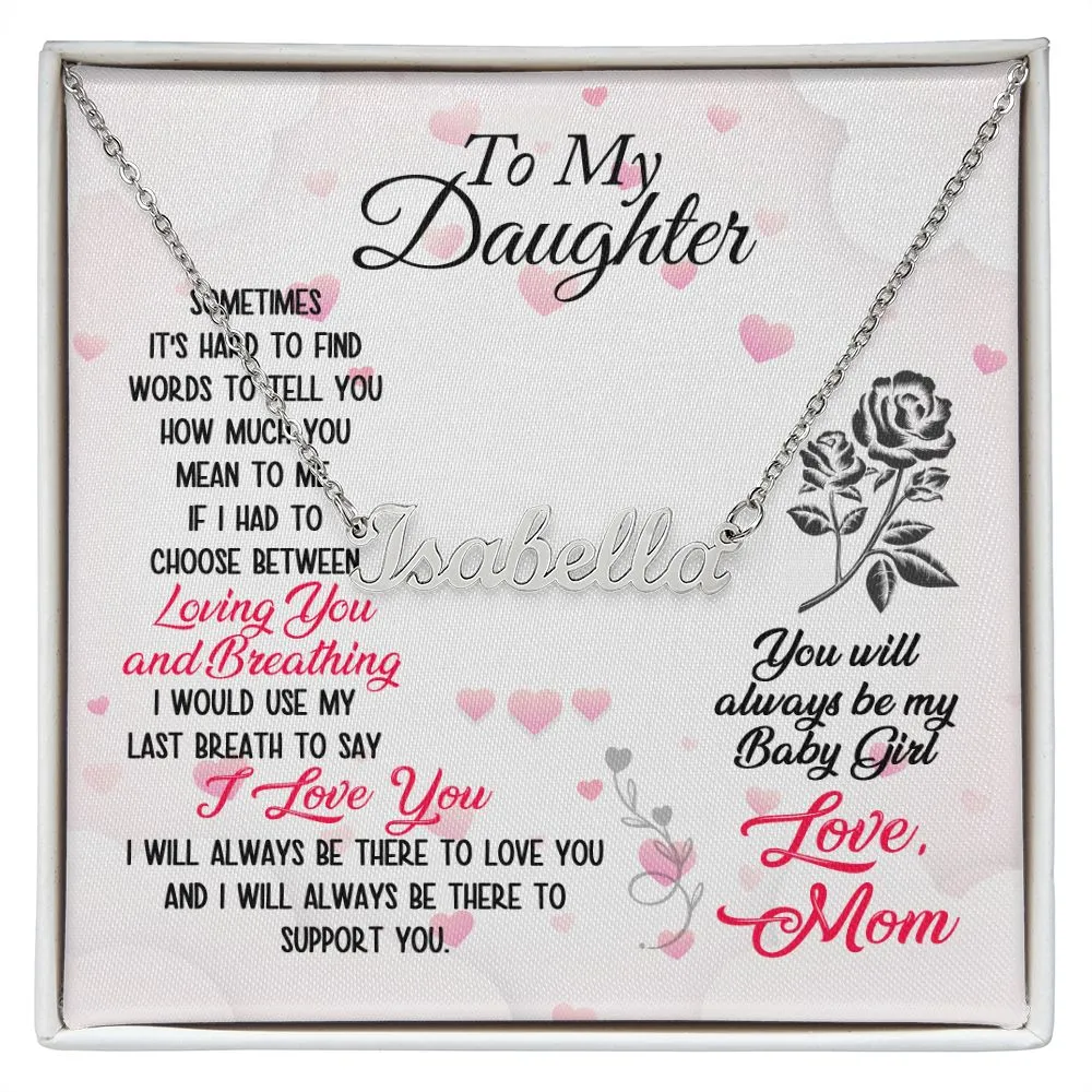 Daughter Name Necklace, From Mom-Loving and Breathing