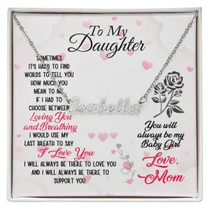 Daughter Name Necklace, From Mom-Loving and Breathing
