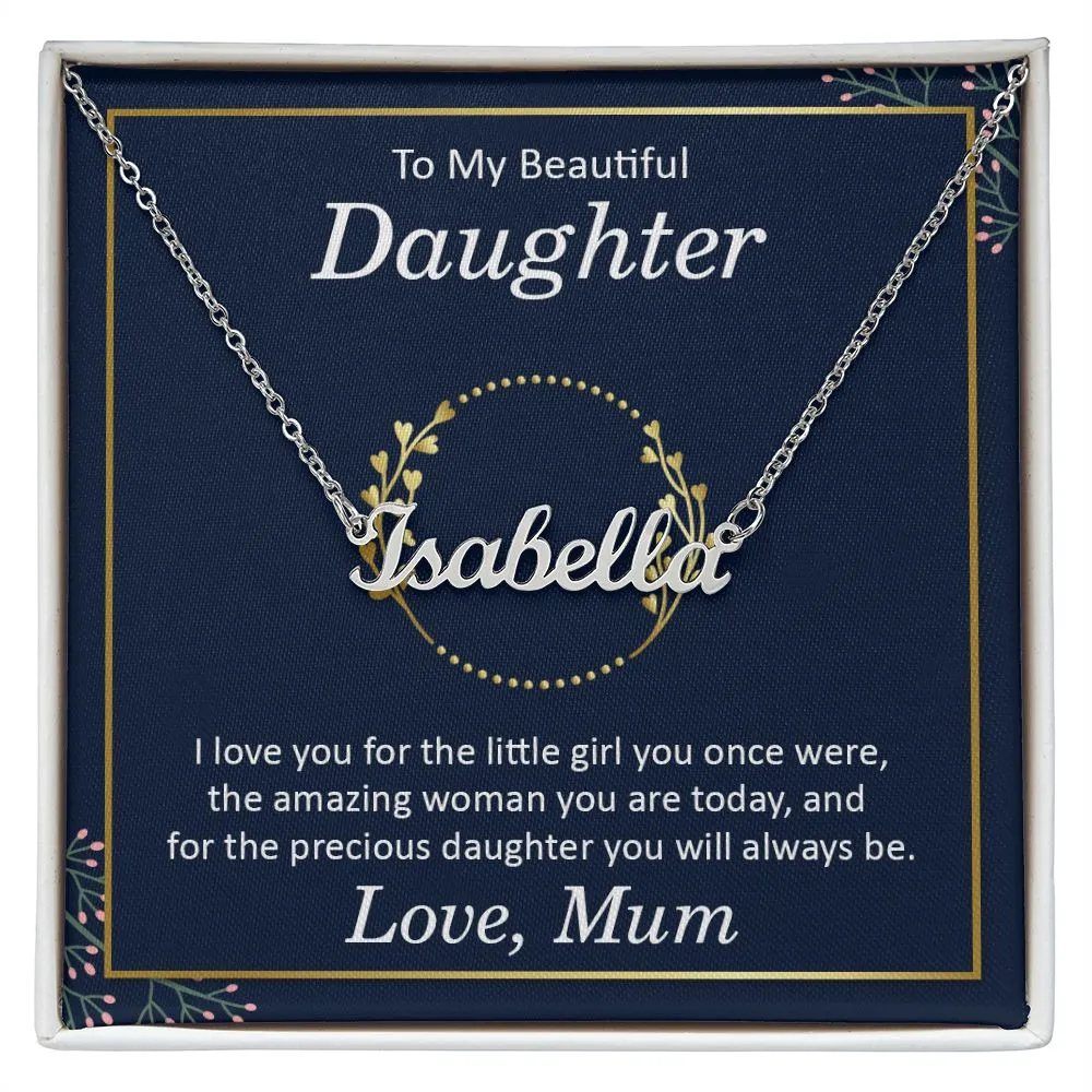 Daughter Name Necklace, From Mum-I love you