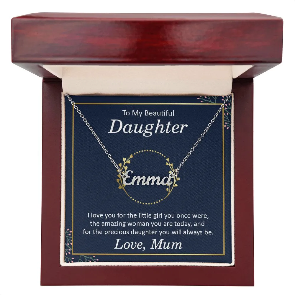 Daughter Name Necklace, From Mum-I love you