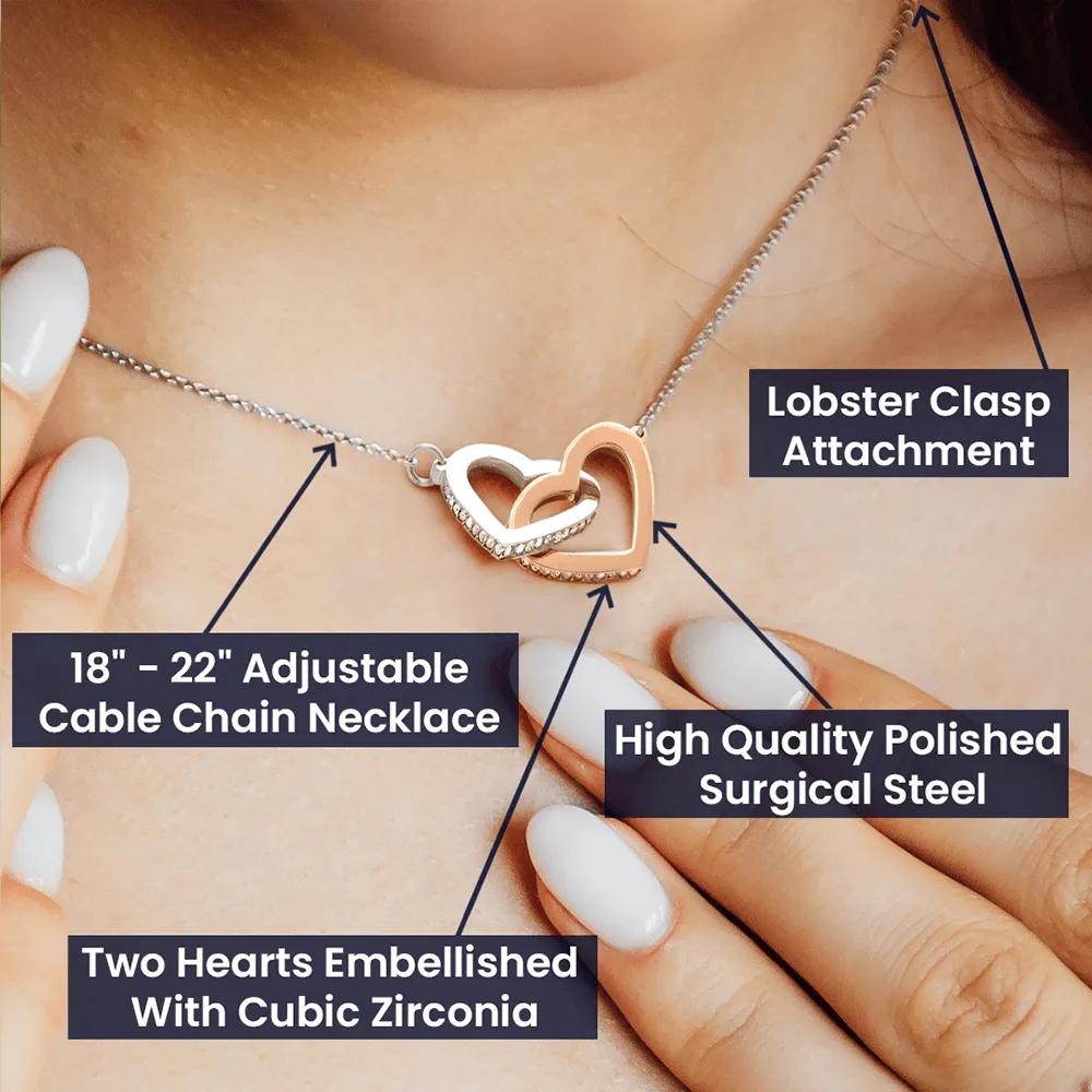 Daughter - Never Forget Mom Loves You - 14k Rose Gold and Stainless Steel Hearts Necklace