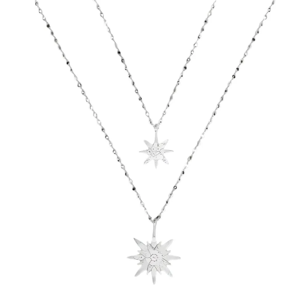 Dazzling Sterling Silver 16" Star Chain Necklace with Cubic Zirconia -  C503379