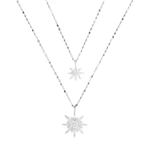 Dazzling Sterling Silver 16" Star Chain Necklace with Cubic Zirconia -  C503379