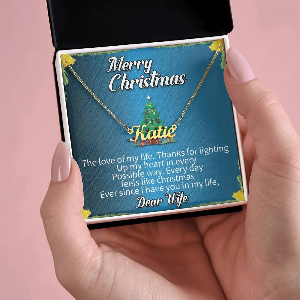 Dear Wife l Merry Christmas - Personalise Name Necklace