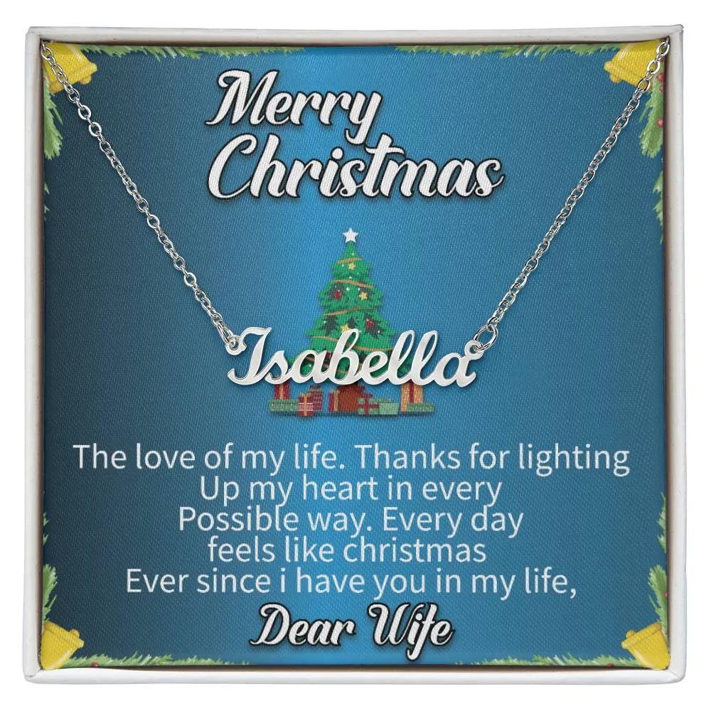 Dear Wife l Merry Christmas - Personalise Name Necklace