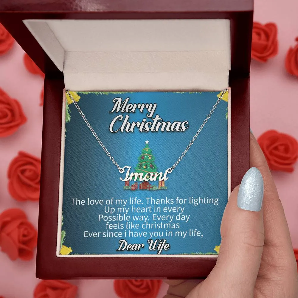 Dear Wife l Merry Christmas - Personalise Name Necklace