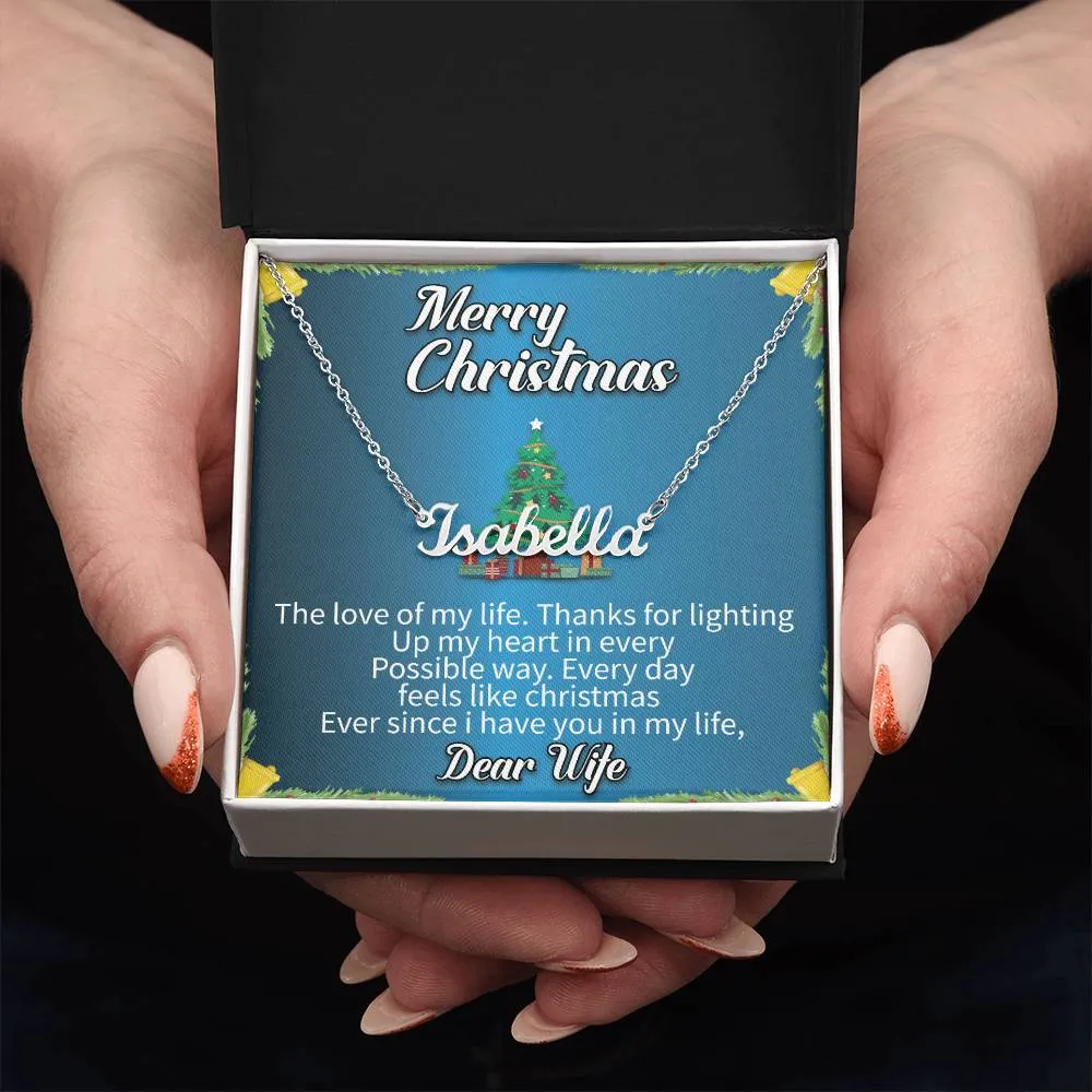 Dear Wife l Merry Christmas - Personalise Name Necklace