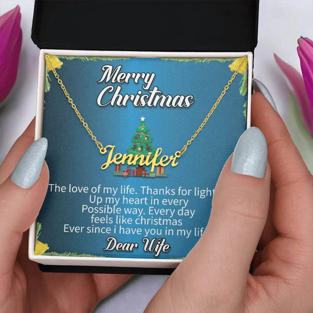 Dear Wife l Merry Christmas - Personalise Name Necklace