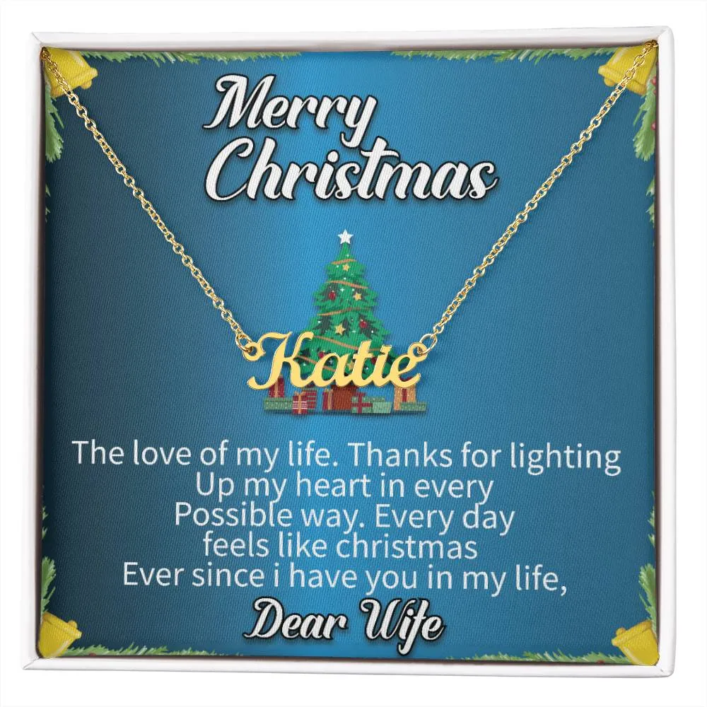 Dear Wife l Merry Christmas - Personalise Name Necklace