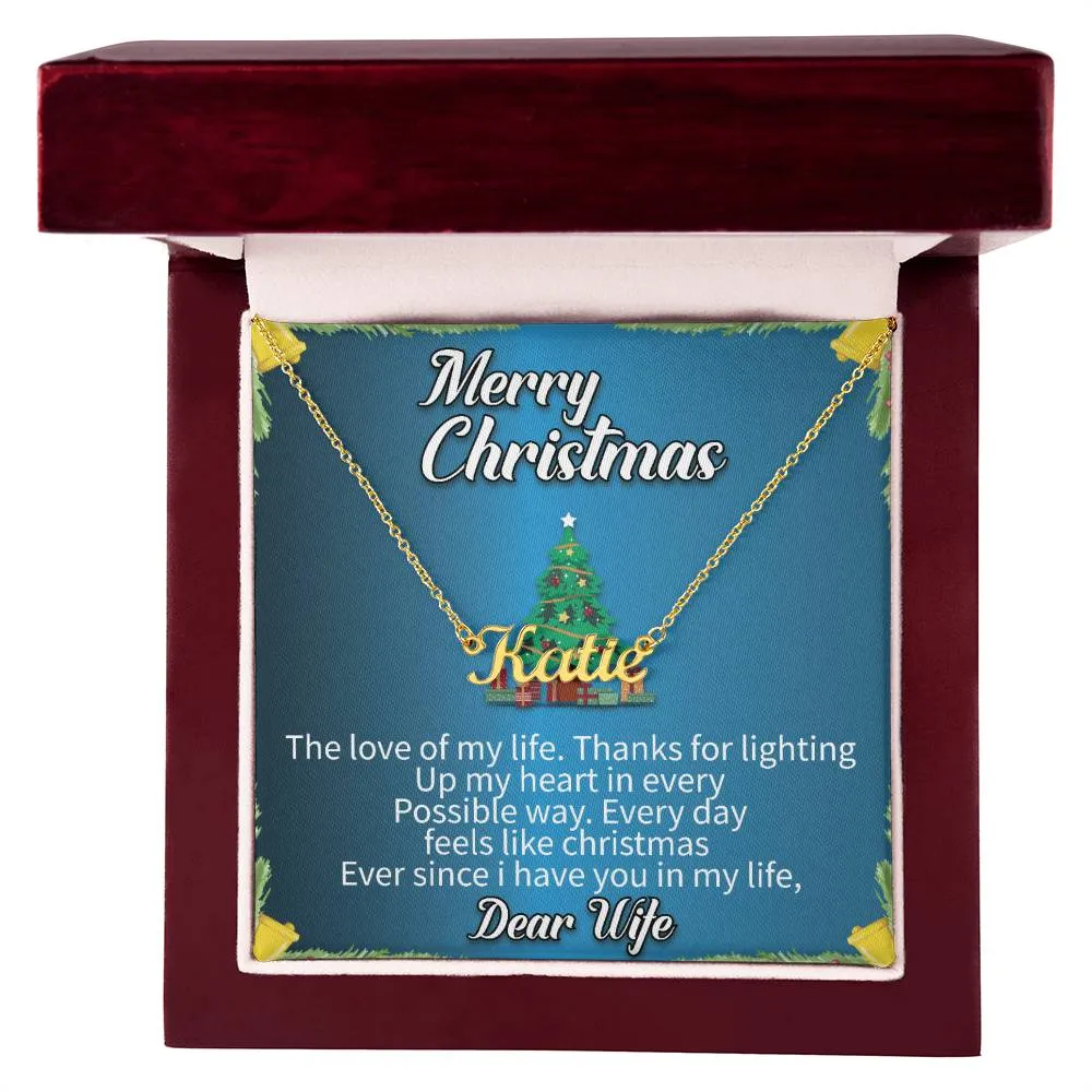 Dear Wife l Merry Christmas - Personalise Name Necklace