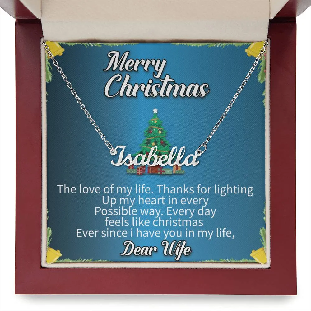 Dear Wife l Merry Christmas - Personalise Name Necklace