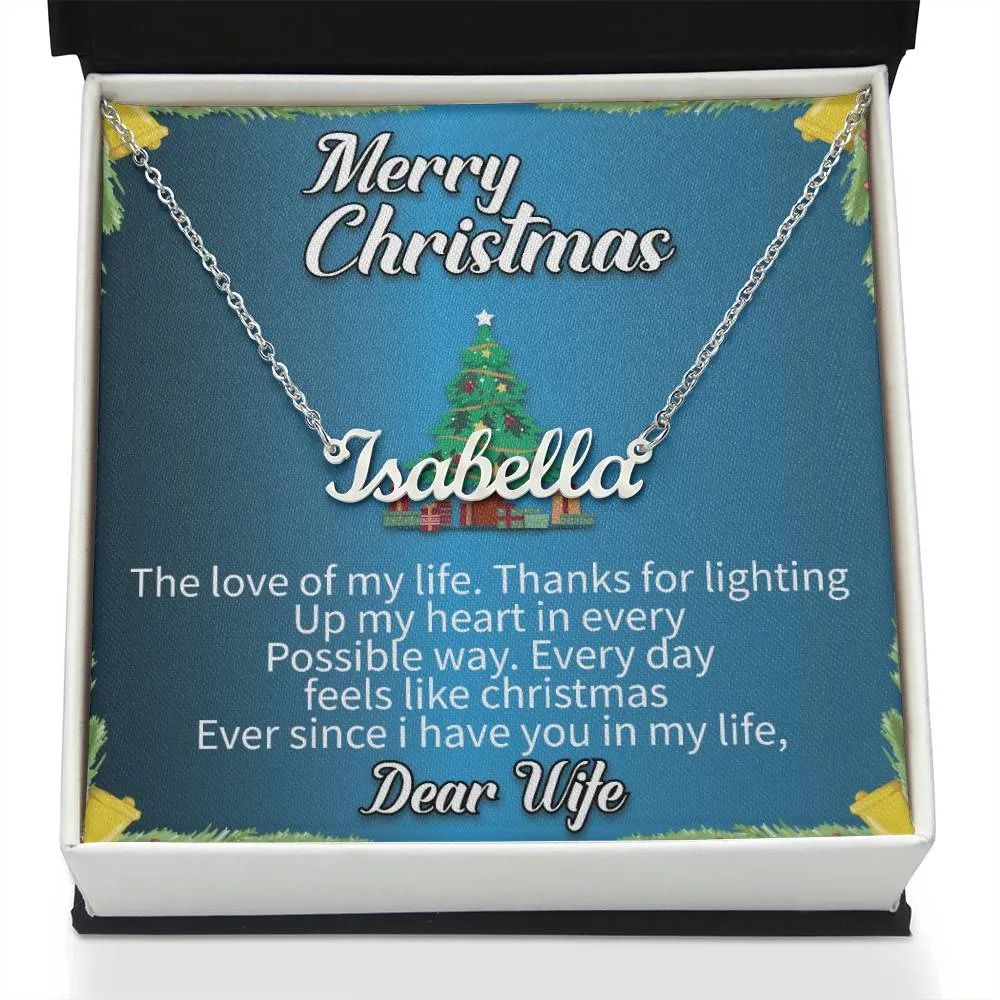 Dear Wife l Merry Christmas - Personalise Name Necklace