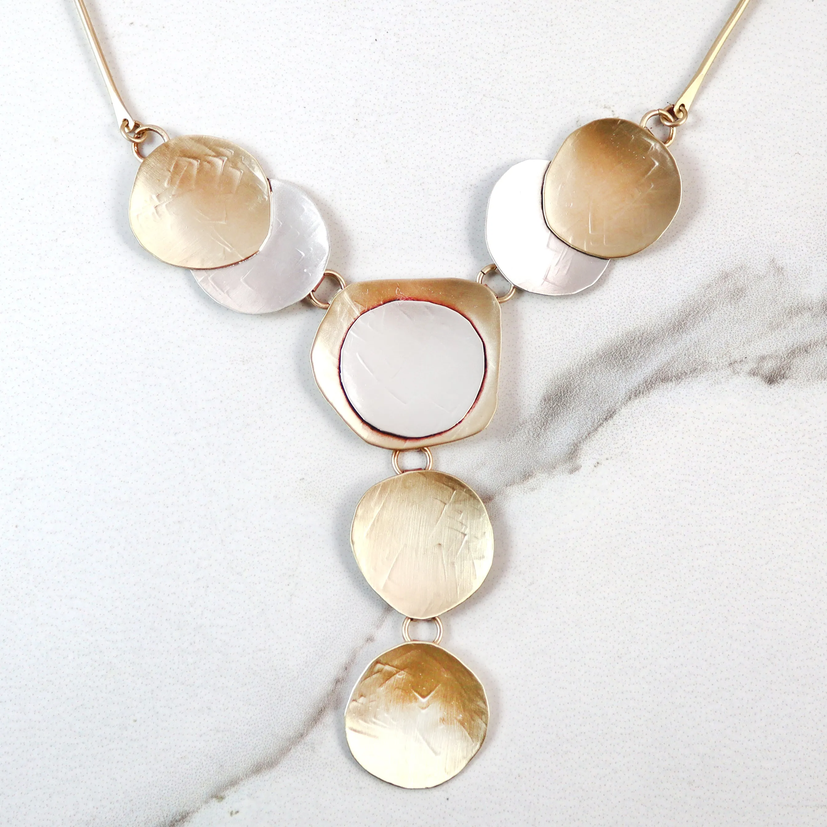 .Deco Sterling and Brass Necklace