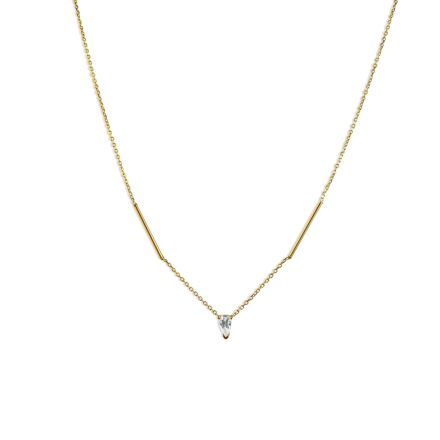 Deconstructed Emerald Bar Gold Necklace