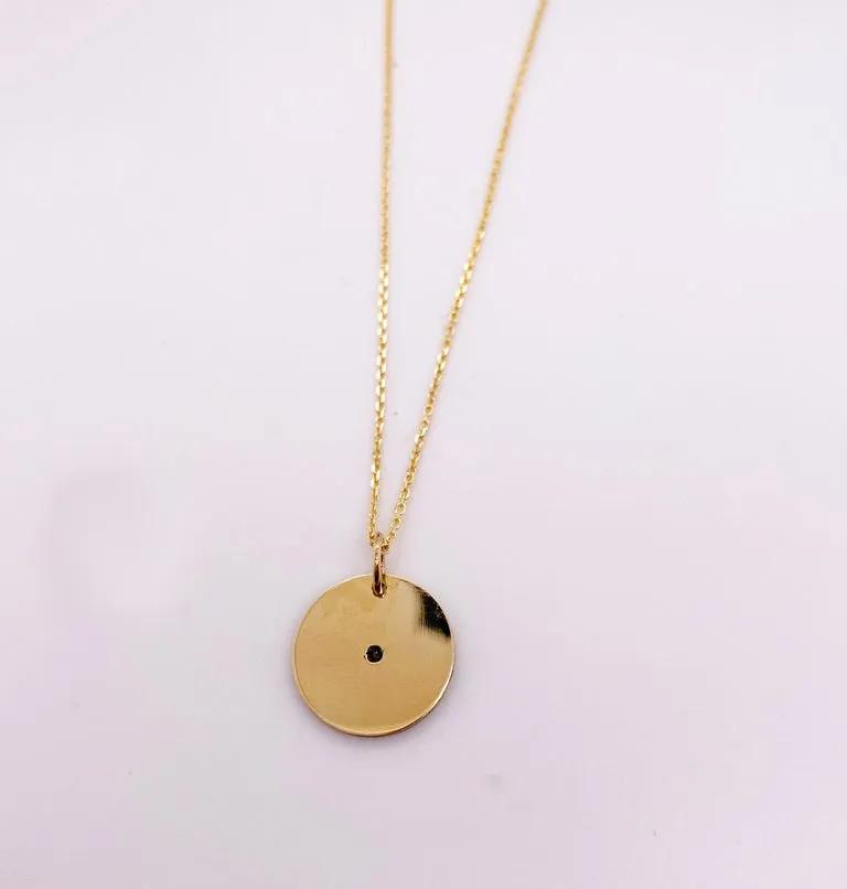 Diamond & Gold Disk Necklace