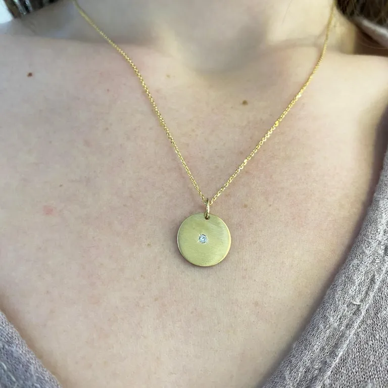 Diamond & Gold Disk Necklace