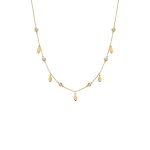 Diamond Bezel X Solid Marquise Shaker Necklace 14K