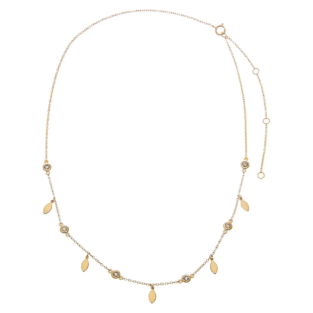 Diamond Bezel X Solid Marquise Shaker Necklace 14K