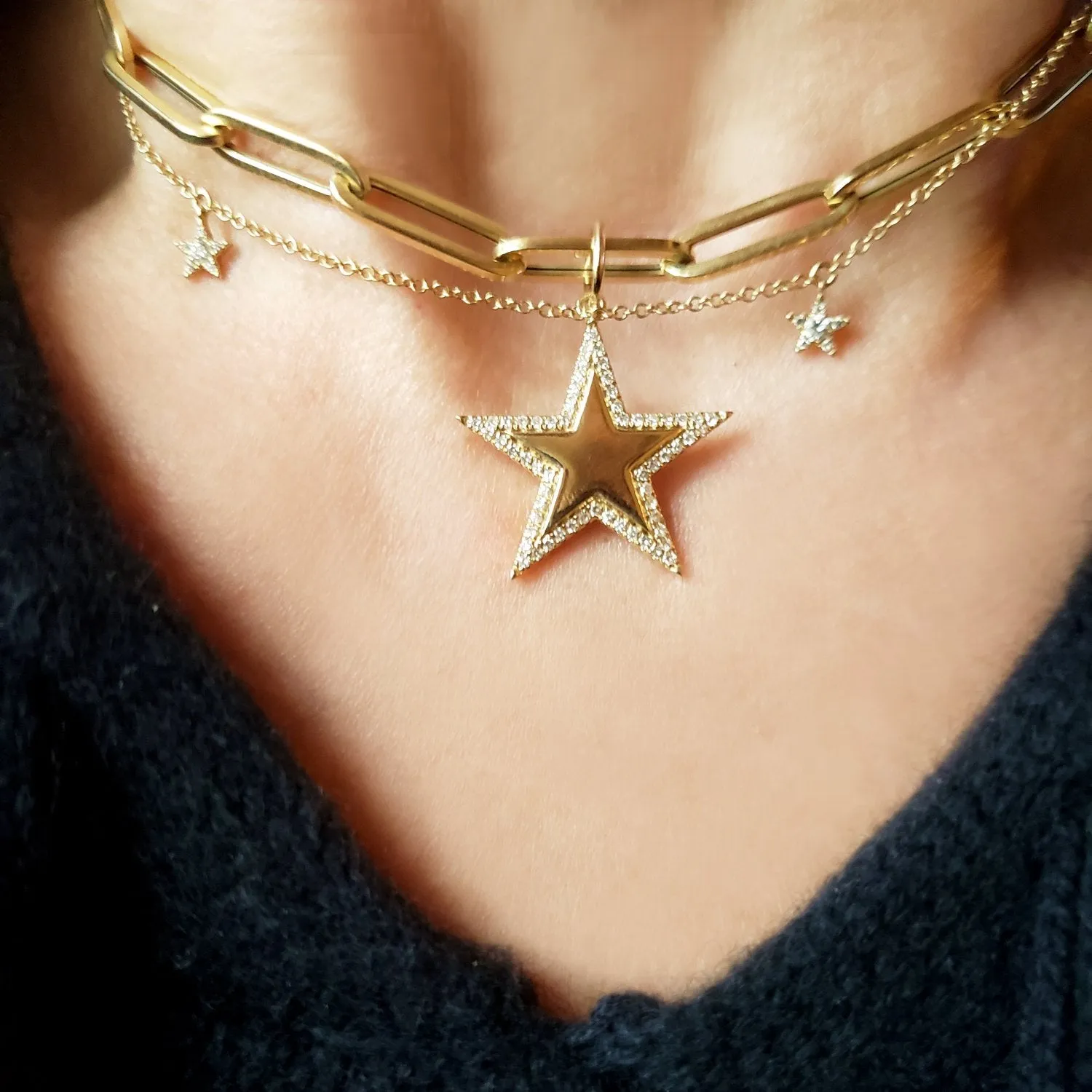 Diamond Border Star Charm
