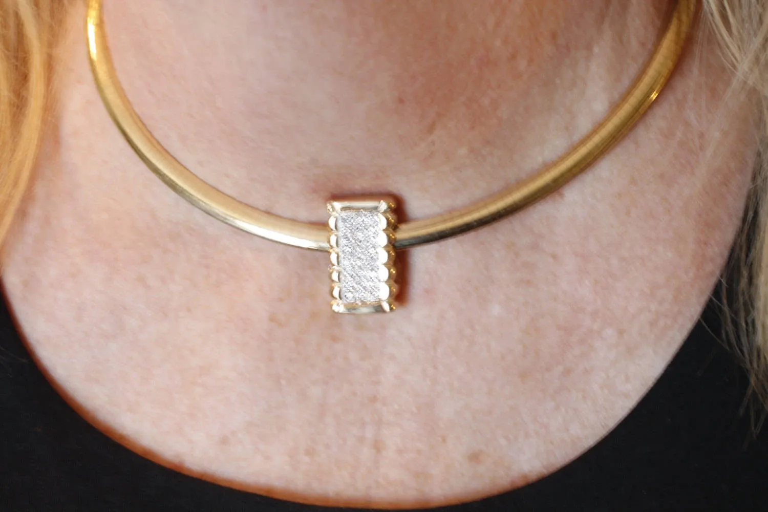Diamond Cotton Bale Slide Necklace on 16" Omega Chain
