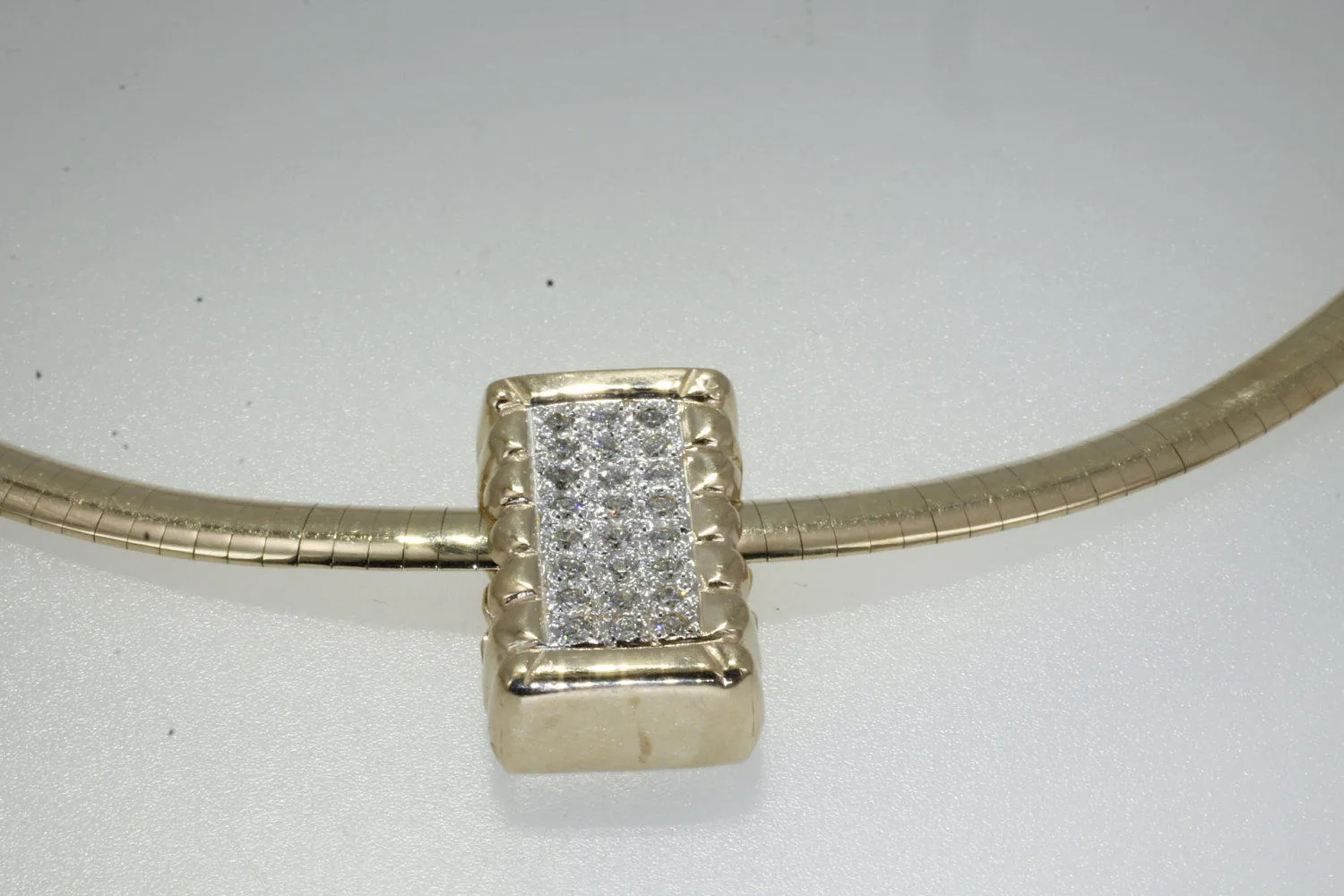 Diamond Cotton Bale Slide Necklace on 16" Omega Chain