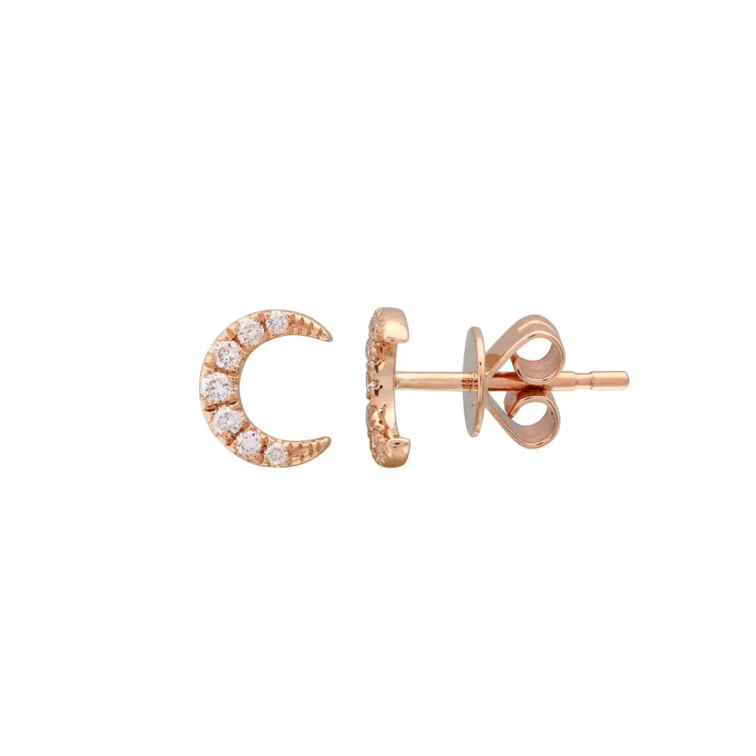 DIAMOND CRESCENT MOON STUDS