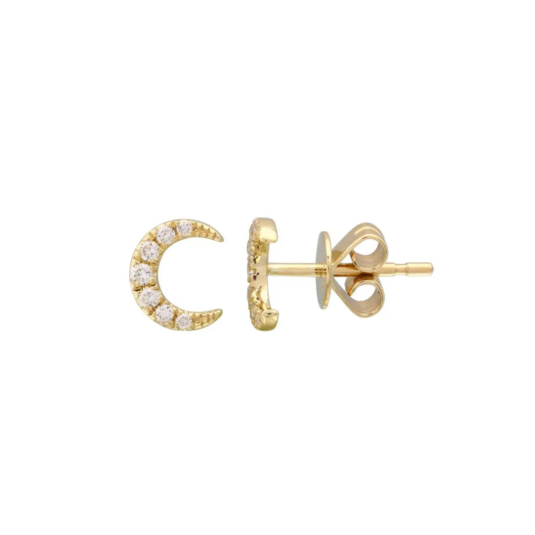 DIAMOND CRESCENT MOON STUDS