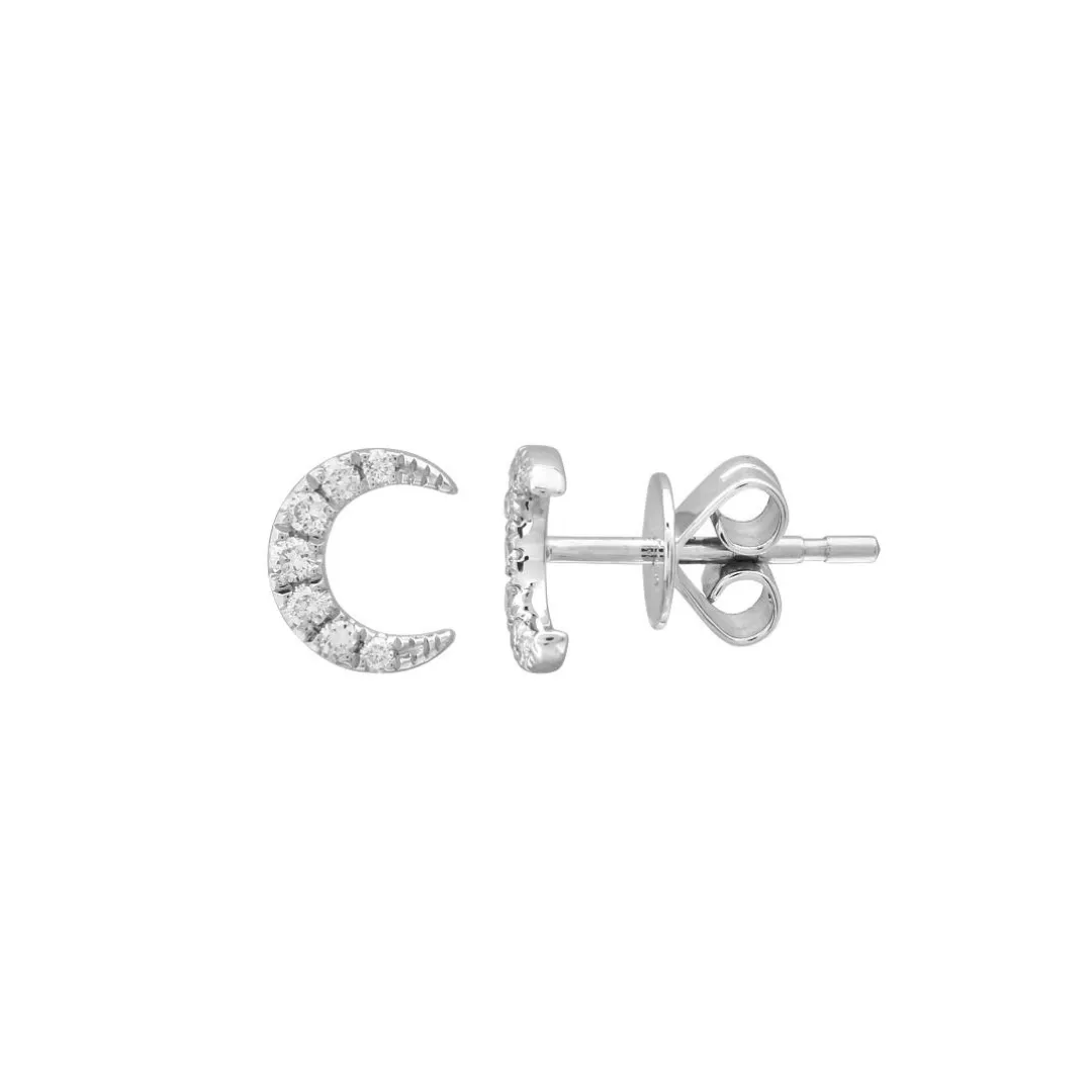 DIAMOND CRESCENT MOON STUDS