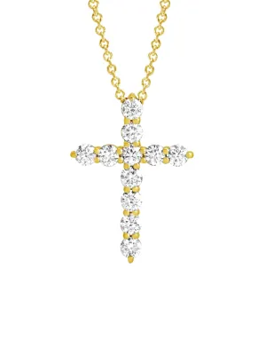 Diamond Cross Necklace - Medium 14K