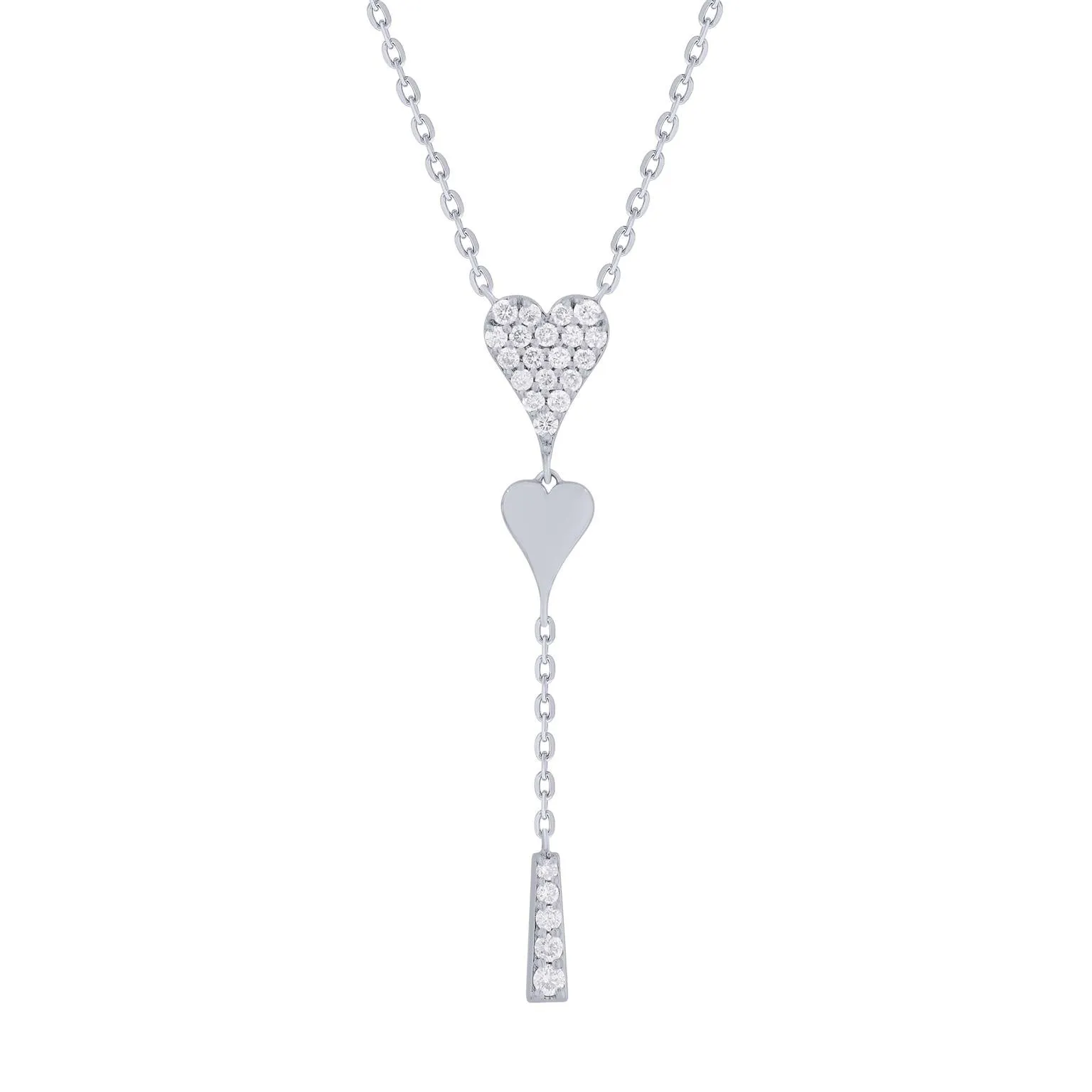Diamond Heart Lariat Necklace
