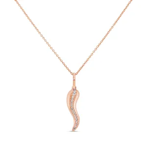 Diamond Line Italian Horn Cornicello Necklace