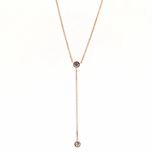 Diamond Rose Gold Lariat Necklace