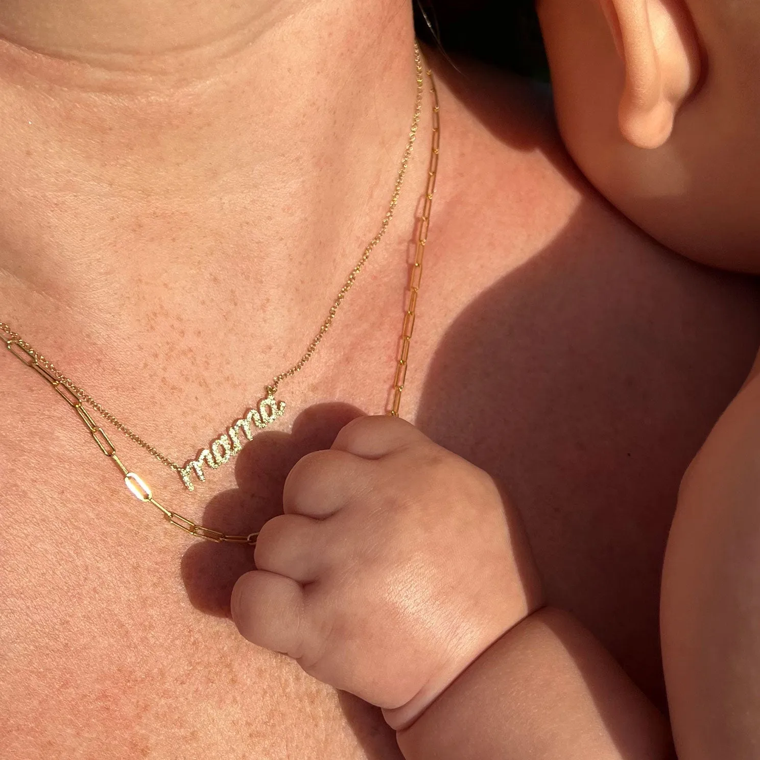 Diamond Script Mama Necklace
