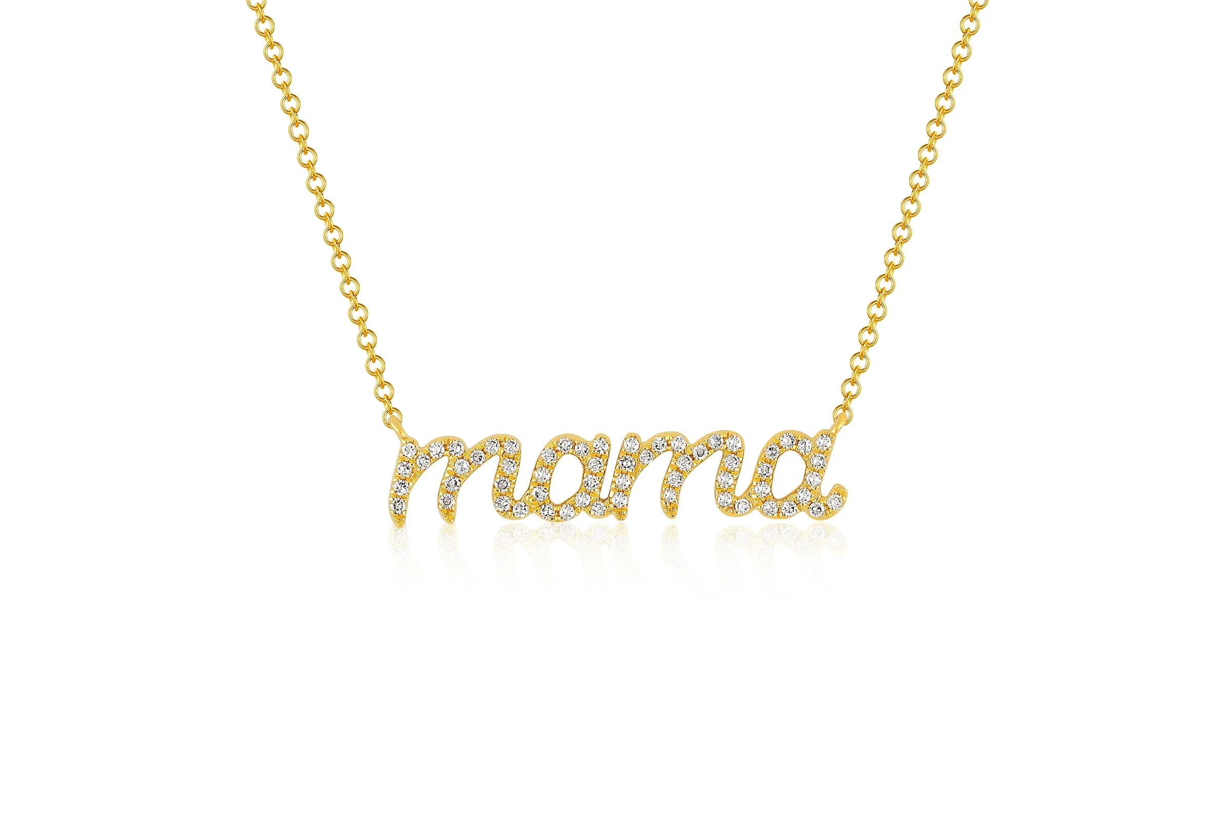 Diamond Script Mama Necklace