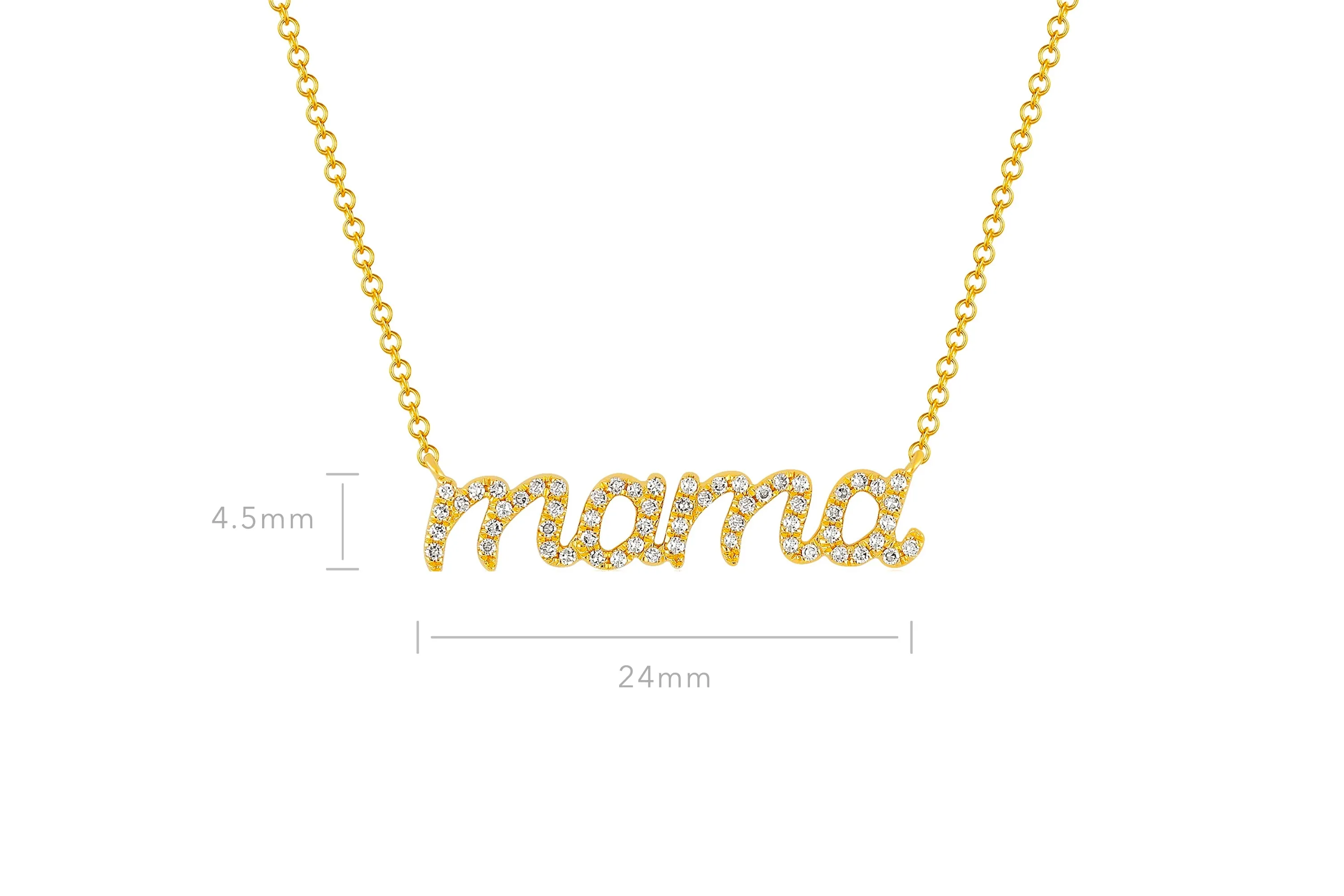 Diamond Script Mama Necklace