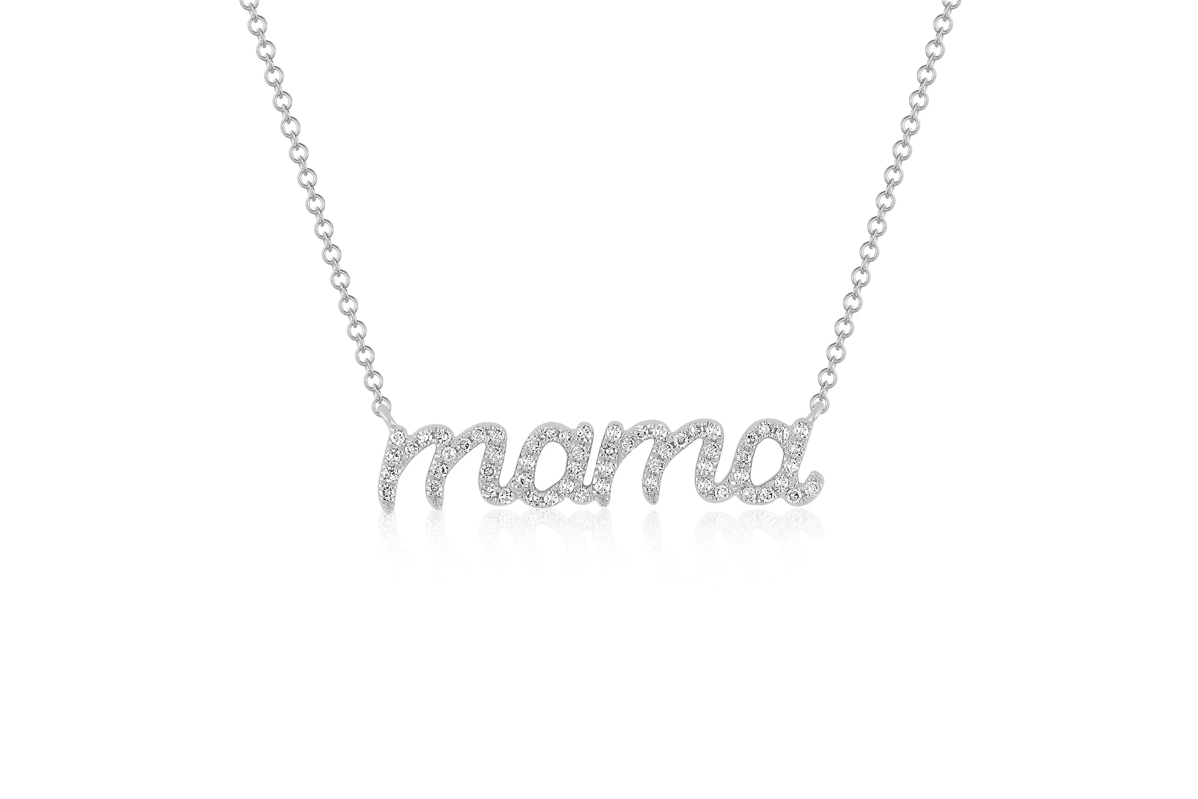 Diamond Script Mama Necklace