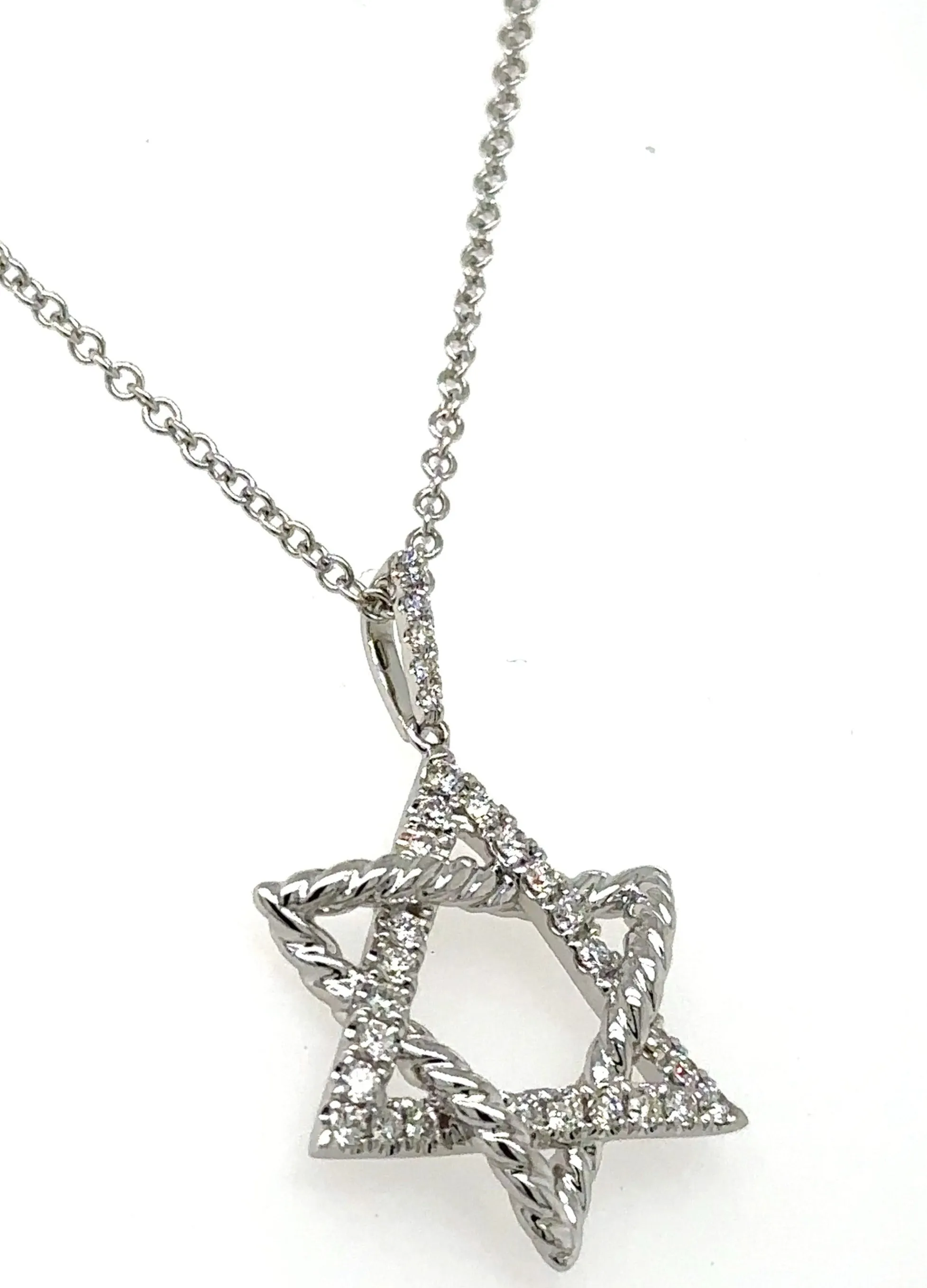 Diamond Star Of David Pendant Necklace