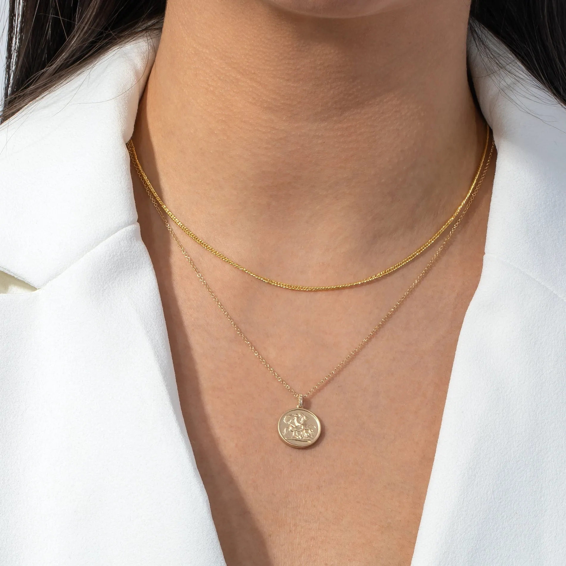 Double Curb Necklace 14K
