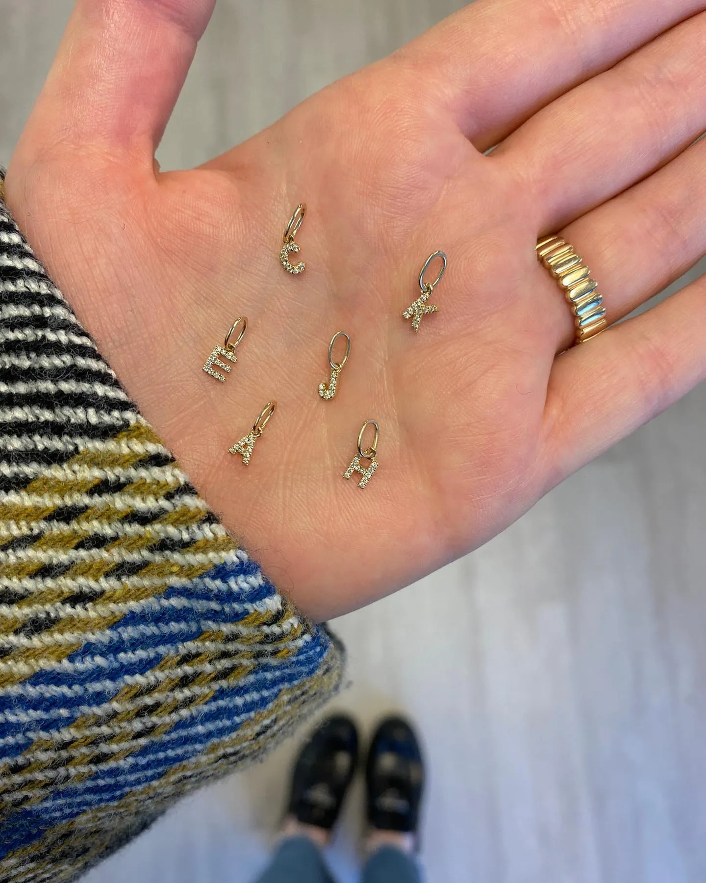DRD Diamond Letter Charm in Yellow Gold